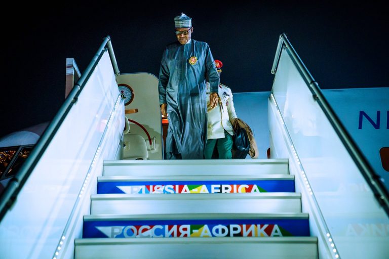 President Buhari Arrives Russia With Governors Of Ekiti, Gombe, Zamfara . (PHOTOS)