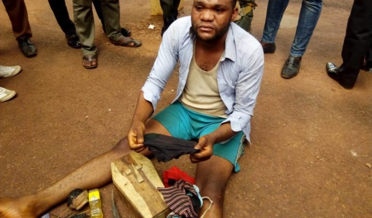 Pastor Sunday Egbo Arrested With Coffin, Pants, Bra In Enugu