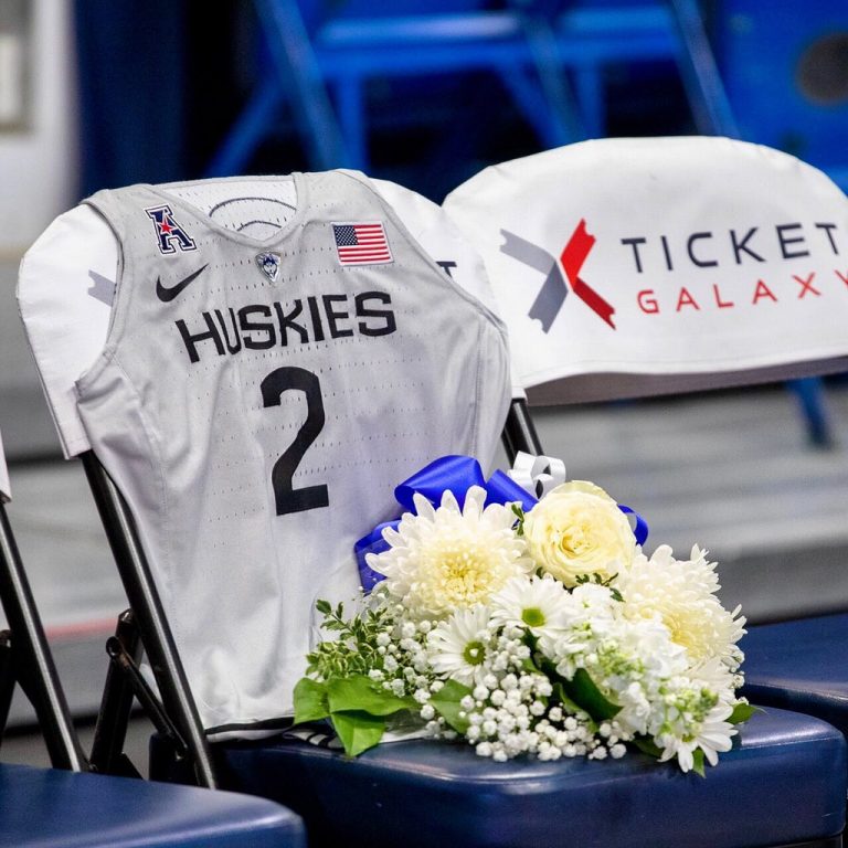 University of Connecticut pays tribute to Gianna Bryant by making her a custom jersey and saving her a seat on their bench