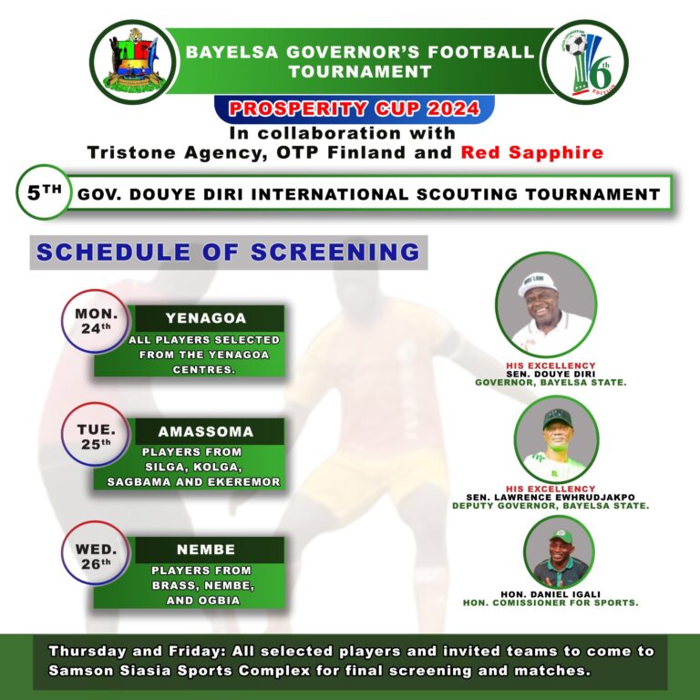 Prosperity Cup Organisers To Commence Screening Of Players For The 5th Douye Diri International Scouting Programme