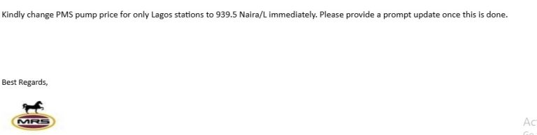 MRS Pump Price Is Officially 939.5 Per Litre In Lagos Only
