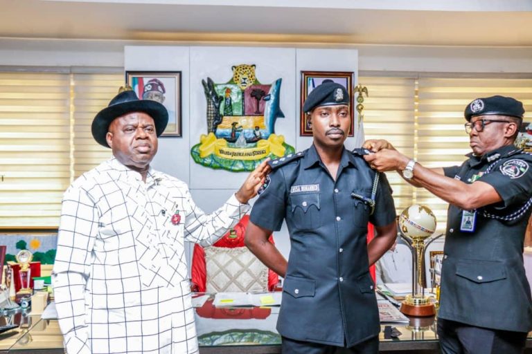 Gov Diri Lauds Police Role In Peaceful Bayelsa As He Decorates Five New Officers